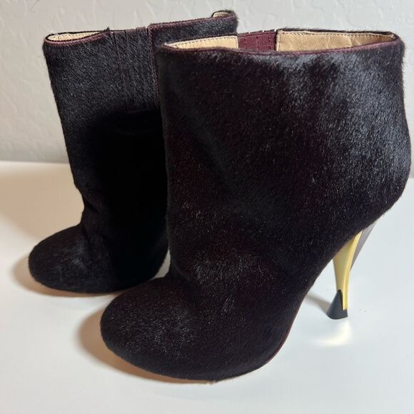 💞 Diane Von Furstenberg Lis Runway Black Calf Hair Ankle Stiletto Booties 7.5 - Picture 3 of 15